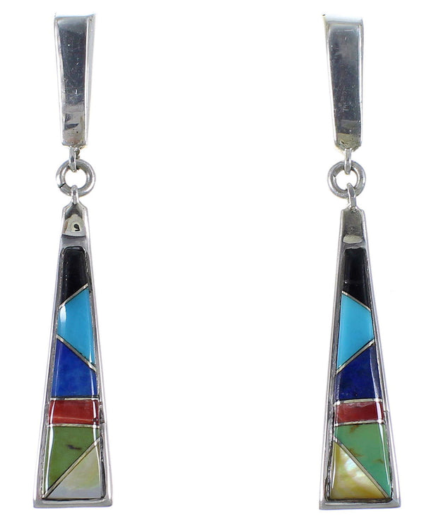 Sterling Silver Multicolor Southwestern Post Dangle Earrings AX49069